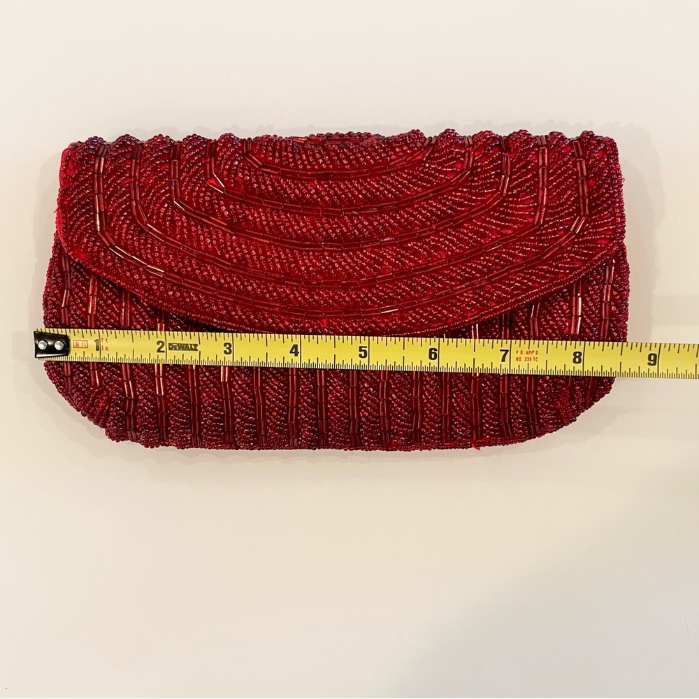 BIJOUX TERNER Red Beaded Evening Clutch Purse - Picture 8 of 10